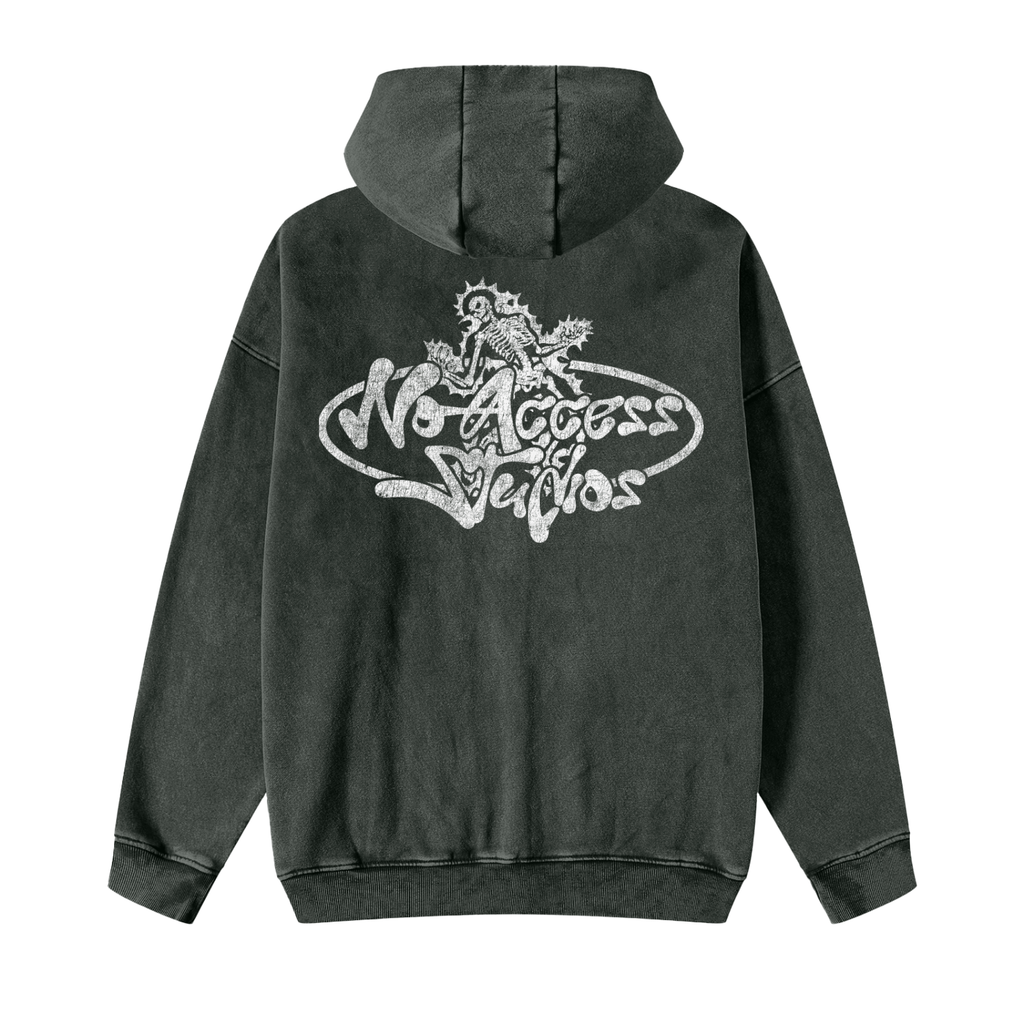 Snow Washed Zip-Through Fleece Hoodie