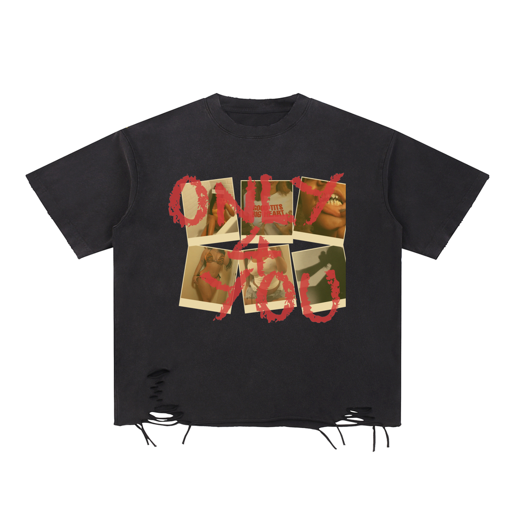 Snow Washed Raw-Hem T-Shirt